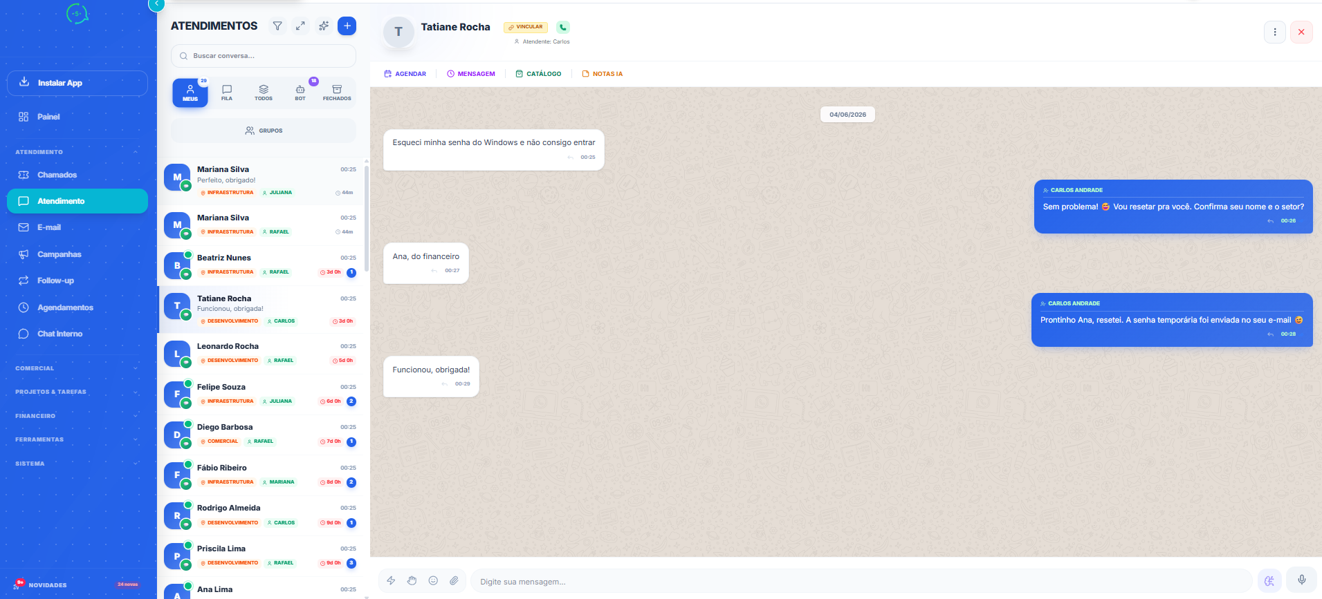 Atendimento omnichannel Chat de Vendas